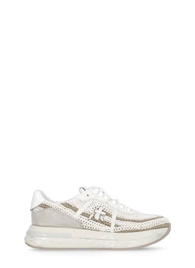 Premiata Beige Sneakers For Woman In Gray