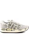 Premiata Beige Suede And Textured Leather Sneakers In Multi
