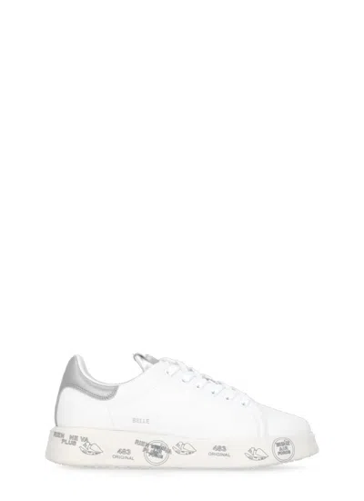 Premiata White Sneakers With Metallic Heel Accent