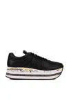 Premiata Low Top Sneakers With Contrast Platform Sole In Black