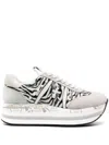 Premiata Beth 6952 Sneakers In Leather With Zebra Print In Grey