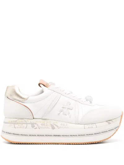 Premiata Beth Sneakers In Beige Suede And Fabric