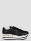 Premiata Low Top Sneakers With Contrast Platform Sole In Black