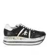 Premiata Beth Sneakers In Black Leather And Fabric In Black