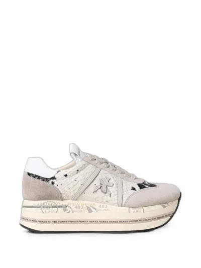 Premiata Beth Snake-effect Sneakers In Neutral