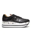Premiata Beth Sneaker In Black Leather And Nylon In Black