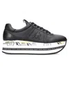 Premiata Low Top Sneakers With Contrast Platform Sole In Black