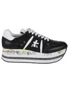 Premiata Beth Sneakers In Black Leather And Fabric In Black