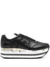 Premiata Beth Sneakers In Fabric And Black Leather In Black