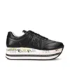 Premiata Beth Sneakers In Fabric And Black Leather In Black