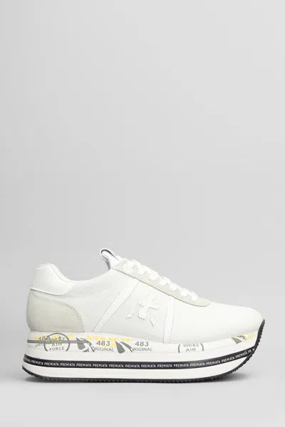 Premiata Beth Sneakers In White Suede And Leather