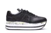 Premiata Low Top Sneakers With Contrast Platform Sole In Black