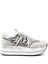 Premiata Beth 6952 Sneakers In Leather With Zebra Print In Neutrals