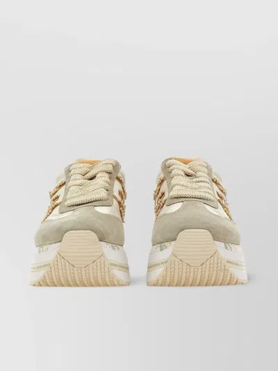 Premiata Beth7375 Leather Platform Sneakers In Neutral