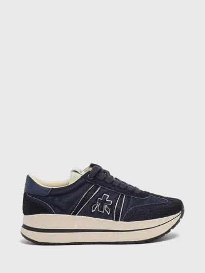 Premiata Bethcoin Leather And Suede Sneakers With Contrasting Logo And Platform Sole In Black