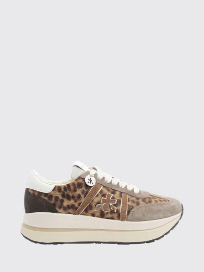 Premiata Bethcoin Platform Sneakers In Leather And Fabric With Sequins In Multi