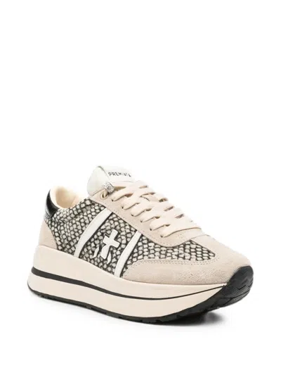 Premiata Bethcoin Snakeskin-effect Sneakers In Neutral