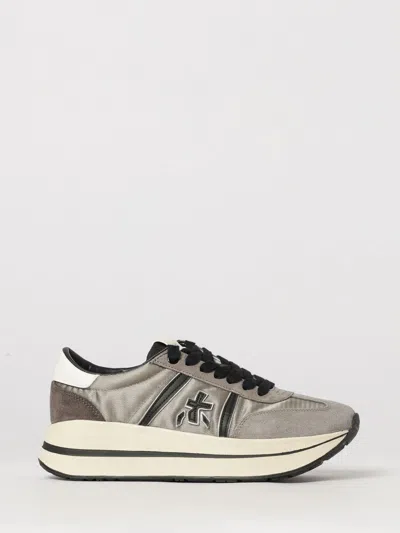 Premiata Bethcoin Suede And Mesh Trainers With Colour-block Design And Platform Sole In Grey