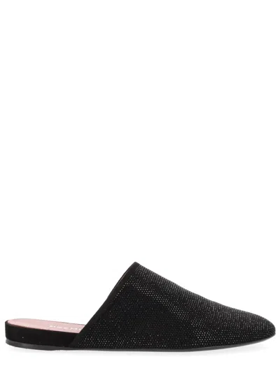 Premiata Leather Slipper With Rhinestones In Black