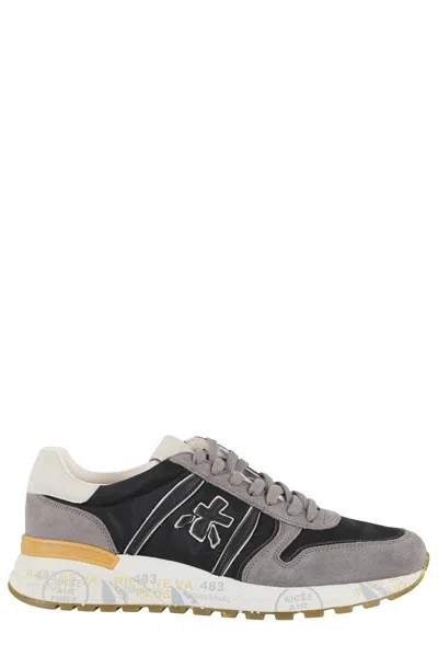 Premiata Black And Grey Nylon Suede Sneakers