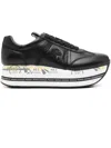 Premiata Low Top Sneakers With Contrast Platform Sole In Black
