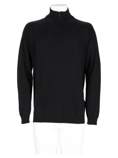 Premiata Black Half-zip Stand Collar Ribbed Knit Sweater