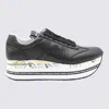 Premiata Low Top Sneakers With Contrast Platform Sole In Black