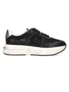 Premiata Mesh Panel Sneakers Metallic Accent In Black