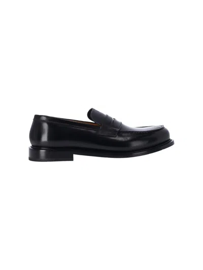 Premiata Black Leather Slip-on Loafers In Multi