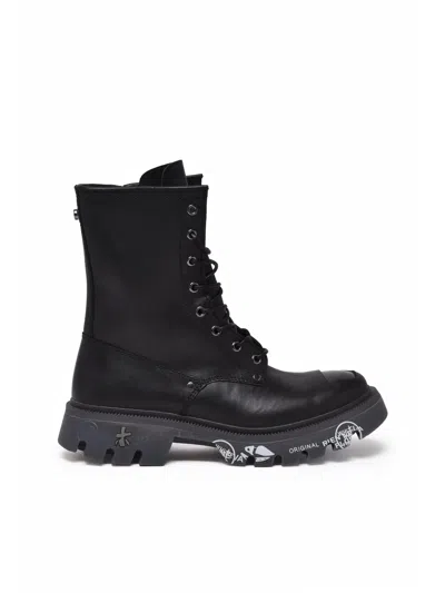 Premiata Black Leather Zip Ankle Boots