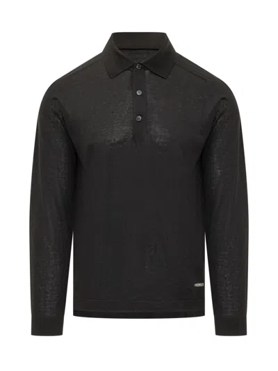 Premiata Black Shirt Collar Polo