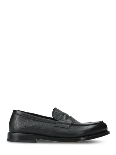Premiata Black Slip-on Shoes With Lamb Leather Finish In Blue