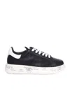 Premiata Black Sneakers With Contrasting White Accents In Black