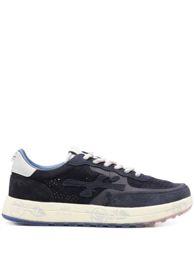 Premiata Leather Sneakers In Navy Blue