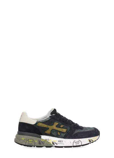 Premiata Blue Mick 8435 Suede Tech Fabric Low-top Sneakers In Black
