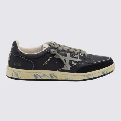 Premiata Casual Sneakers With Contrast Sole And Perforated Detailing In Black