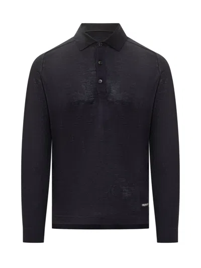 Premiata Blue Solid Shirt Collar Polo