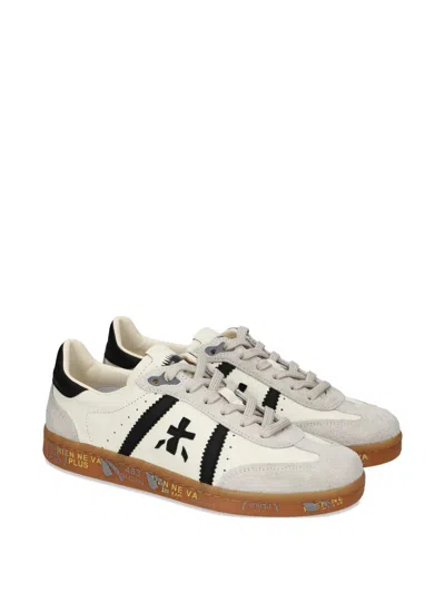 Premiata Bonnie 8123 Suede Appliqued Sneakers In White