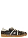 Premiata Bonnied Mesh And Animal Print Sneakers With Gum Sole In Brown