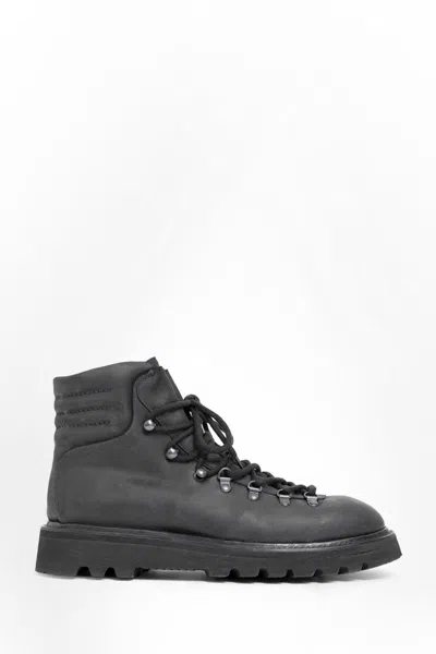 Premiata Padded-ankle Lace-up Boots In Black