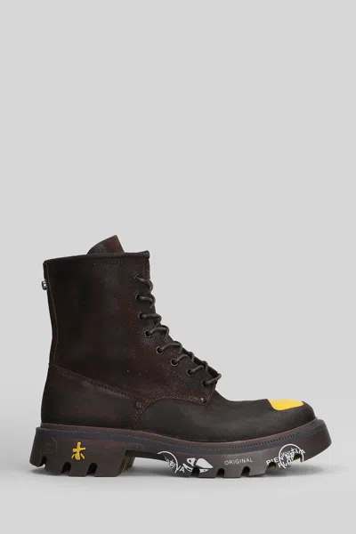 Premiata Brixton Combat Boots In Brown Nubuck