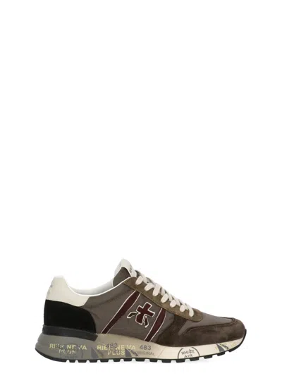 Premiata Brown Lander 8657 Fabric Leather Low-top Sneakers