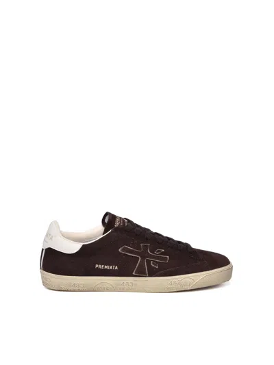 Premiata Brown Suede Classic Sneakers In Multi