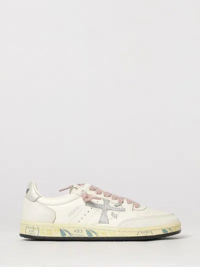 Premiata Bskt Clad Low-top Trainers In Calf Leather With Perforated Toe In Bianco 3
