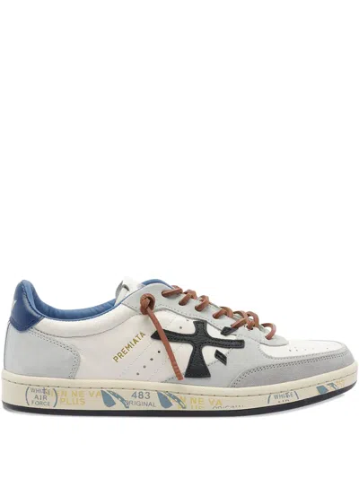 Premiata Bskt Clay White Leather Sneakers In Multi
