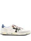 Premiata Low Top Sneakers With Round Toe And Stitching In White