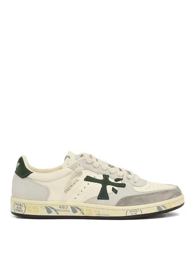 Premiata Bskt Clay 7623 Leather Sneakers In White