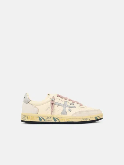 Premiata 'bskt Clay' Ivory White Leather Sneakers