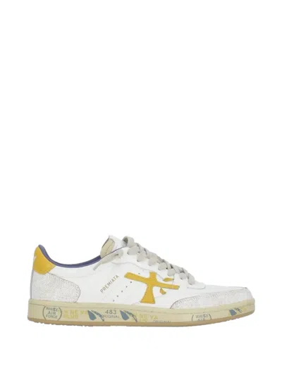 Premiata Bskt Clay 8161 Sneakers In White Leather