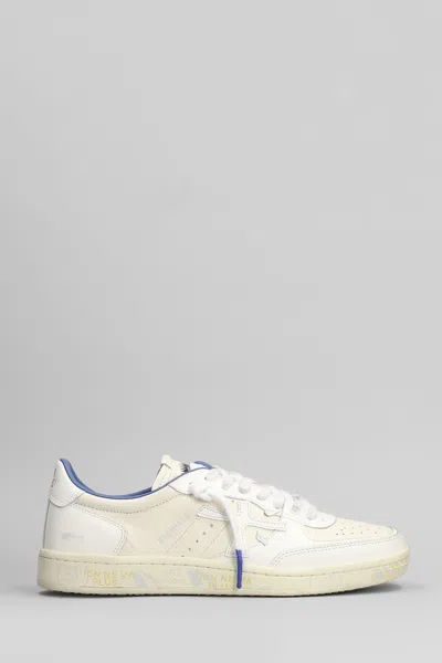 Premiata Bskt Clay Sneakers In Beige Leather In White